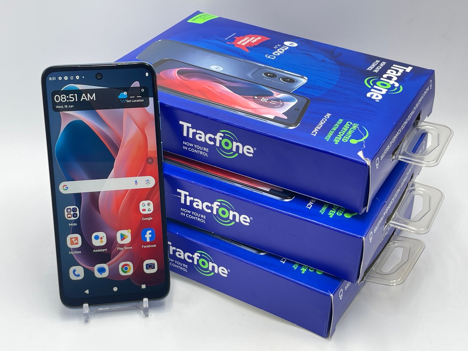 LOT of 3 Motorola Moto G Play 2024 64GB XT2413V (Tracfone) Blue (E-0001)