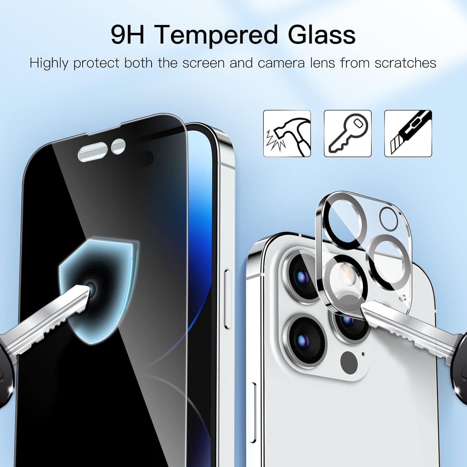 2PCS Privacy Full Coverage Screen Protector & Camera Lens Protector for iPhone 1