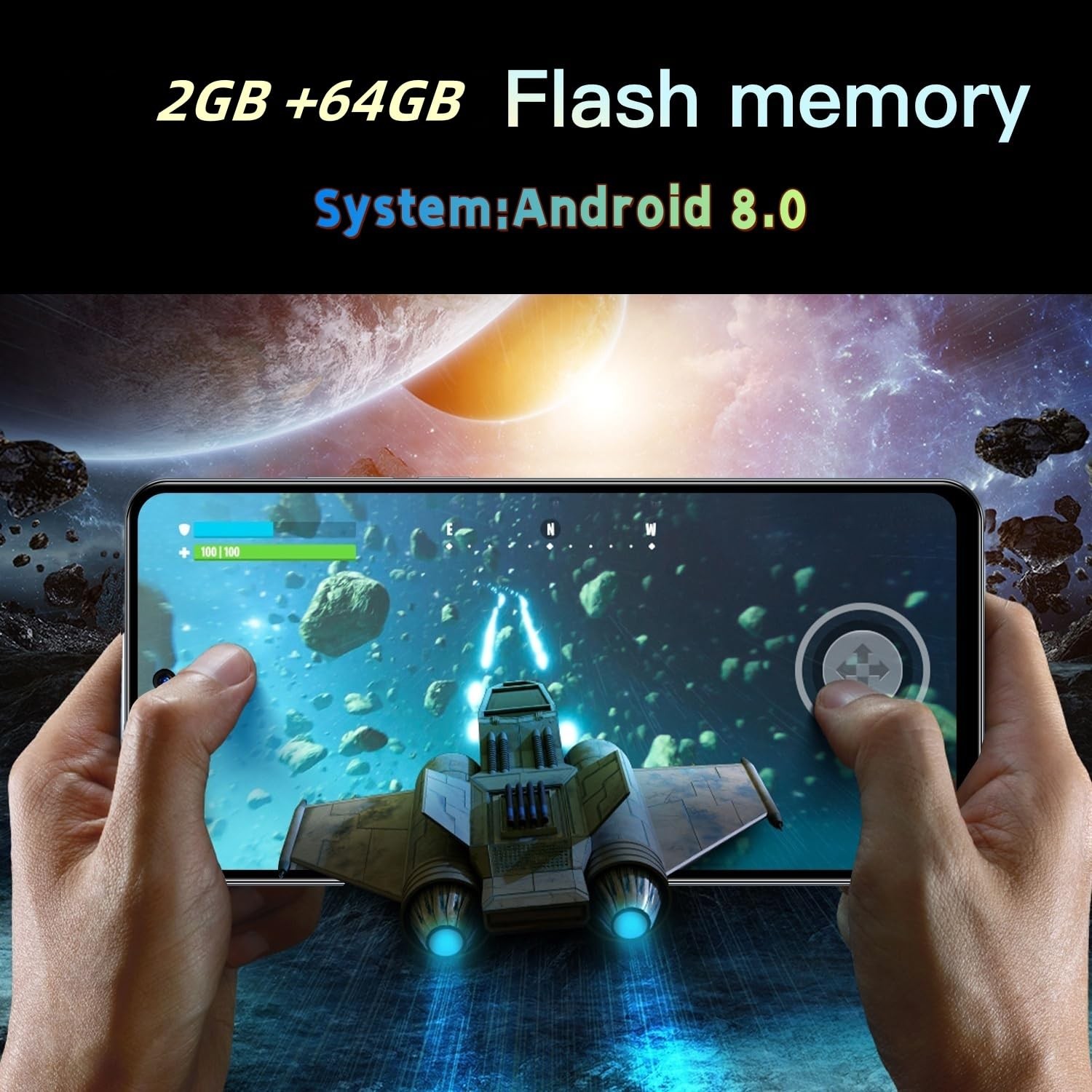 Unlocked Phone，6.56 inch Screen，2G RAM and 64G ROM，16MP Rear Camera，Supports …