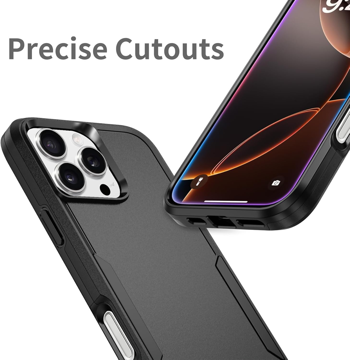 iPhone 16 Pro Max Case Black, Heavy Duty Protection Shockproof Anti-Scratch Cove