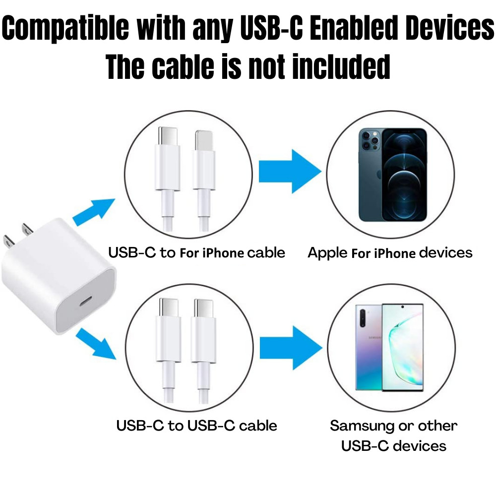 ⚡20w Fast Charger +3ft Cable For phone 14 13 12 Pro Max 11 XS X Ipad