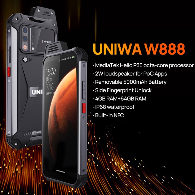 Unlocked 6.3 inch 4G LTE Android Smartphone Rugged Phone NFC Mobile UNIWA W888