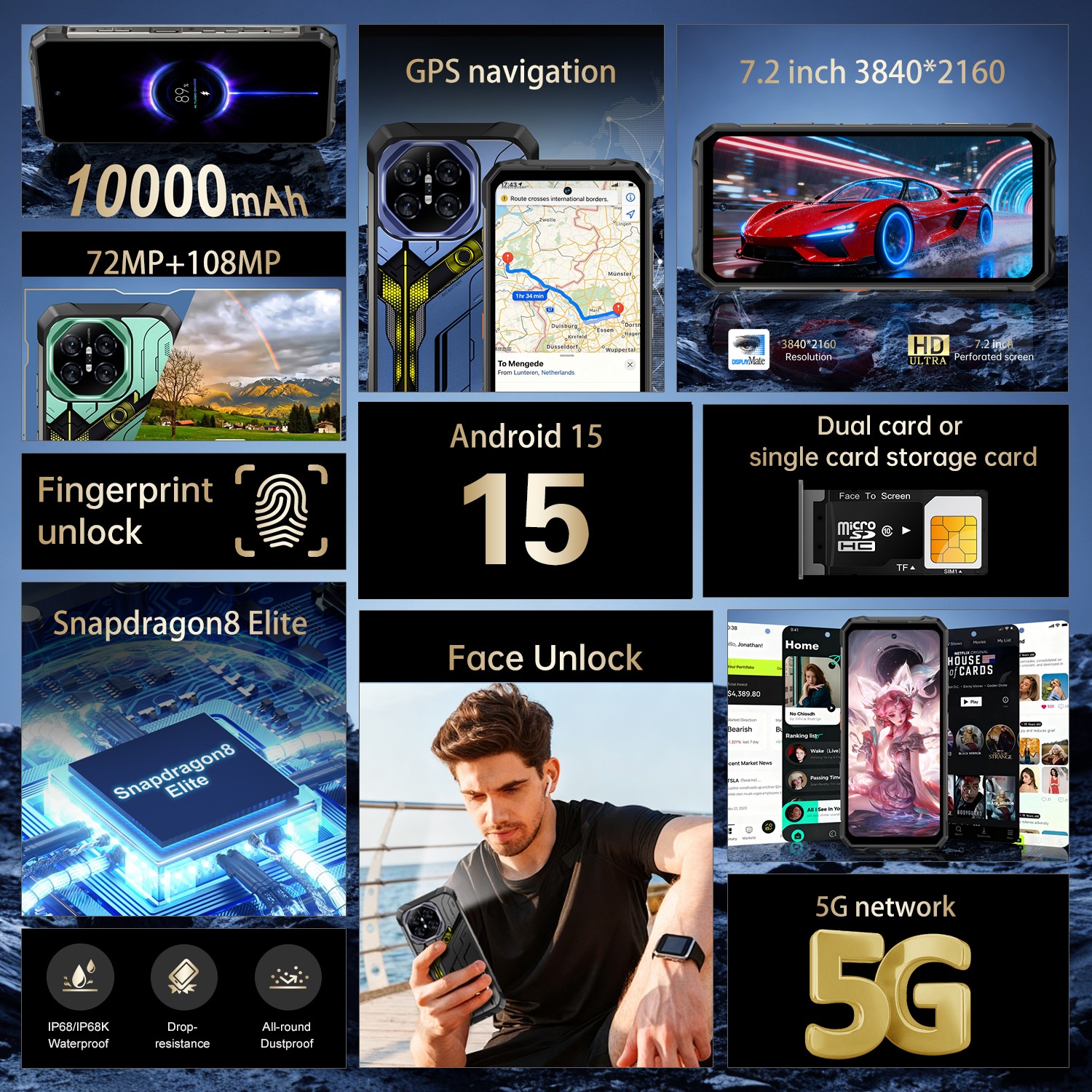 Rugged Smartphone R26 Ultra 12GB+256G Dual Sim 5G Unlocked Cell Phone 10000mAh