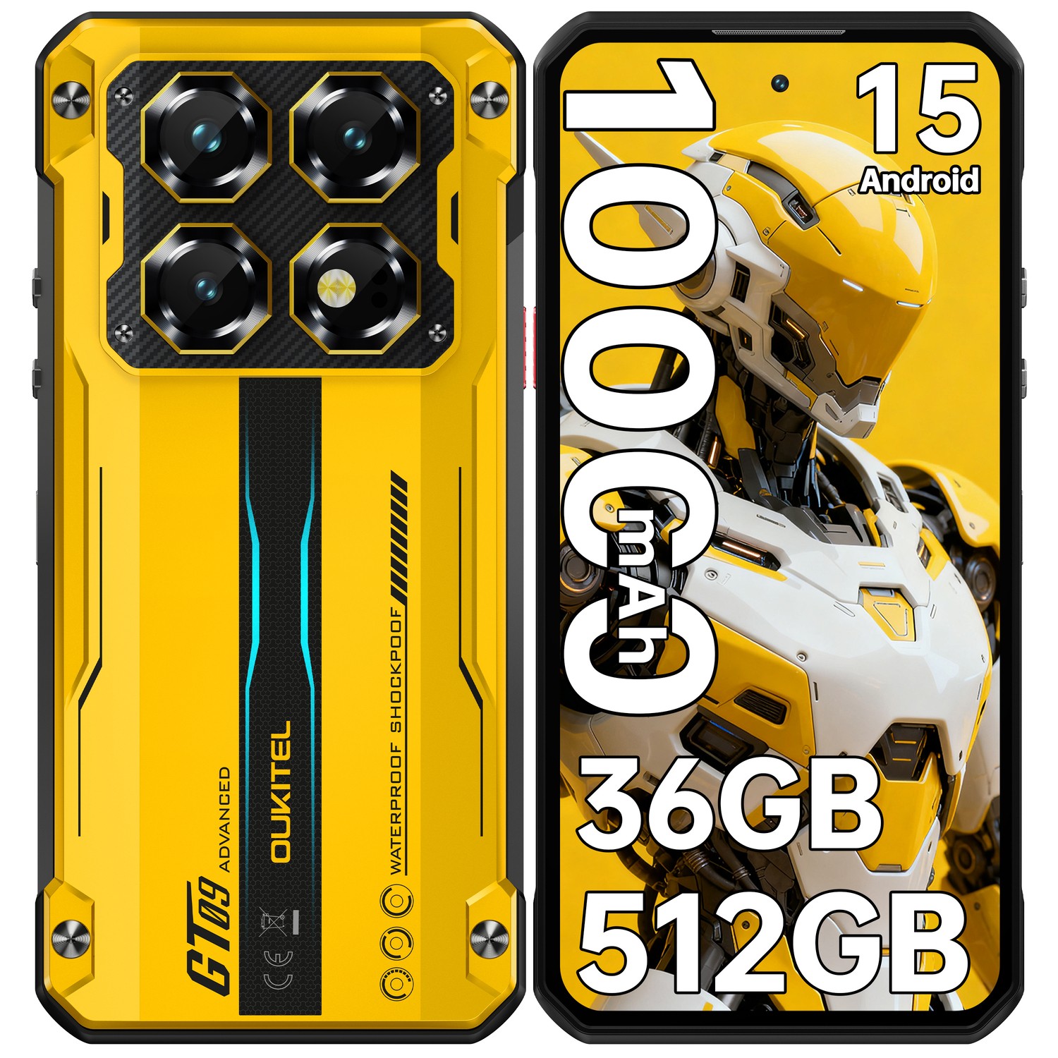 OUKITEL WP60 Rugged Smartphone 5G 10000mAh Android Phone 7.2 in 36GB+512GB
