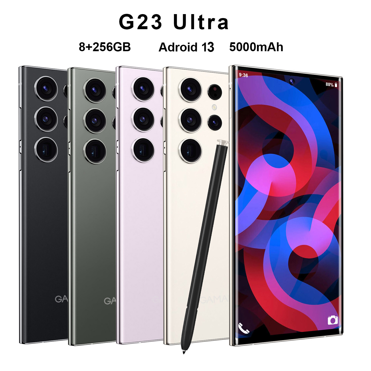 Unlocked Smartphone G23 Ultra 5G Dual SIM 256GB 7″ Cell Phone Android 13 5000mAh