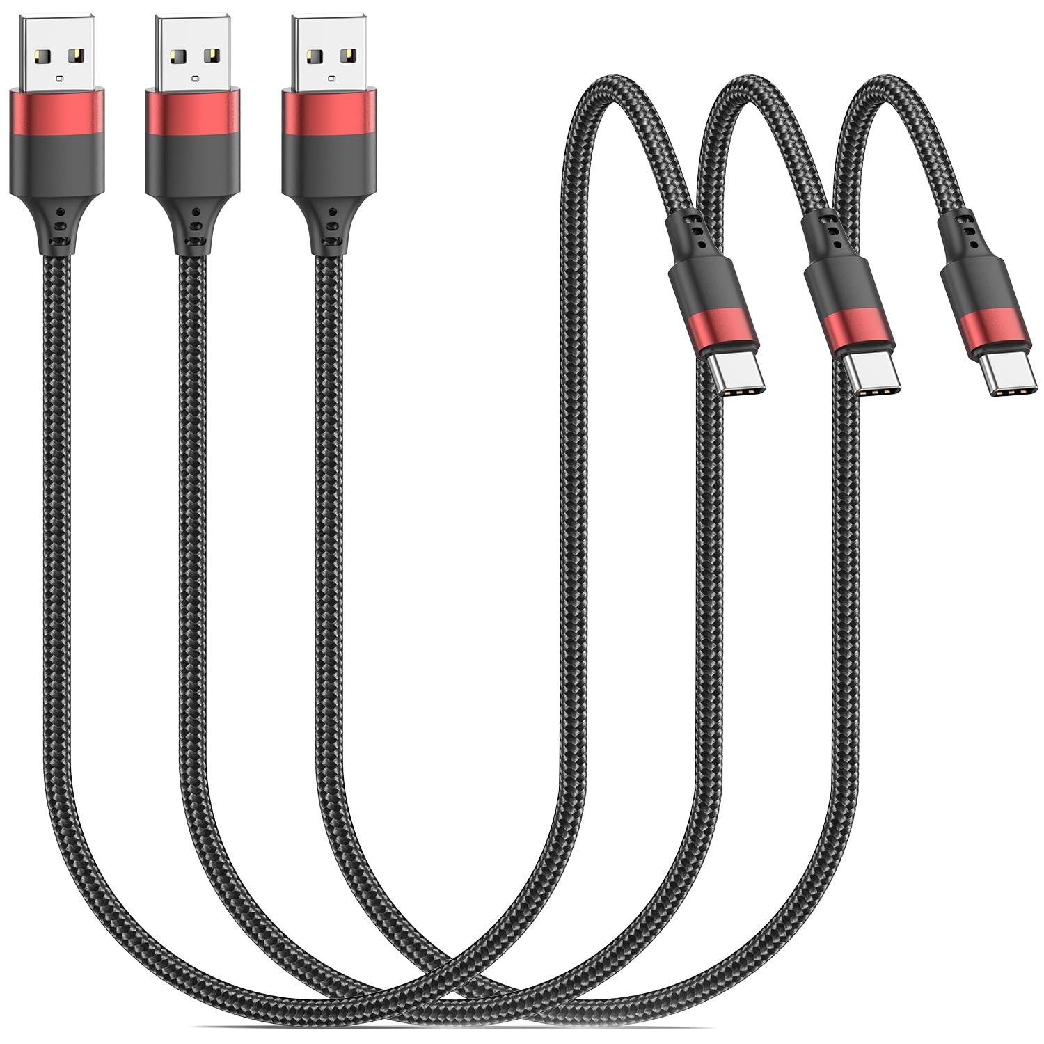 3 Pack 1.5FT USB-C Fast Charger Cable for iPhone 15 Pro Max, Galaxy S24 Ultra