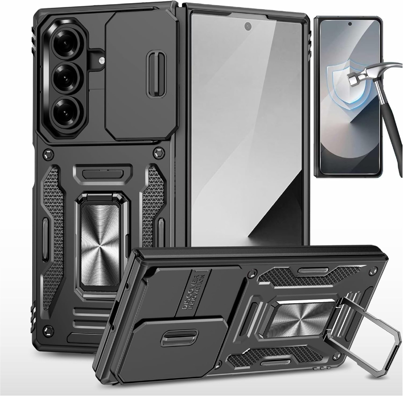 Case for Samsung Galaxy Z Fold 7 with Screen Protector,[Military Grade Hinge Sho