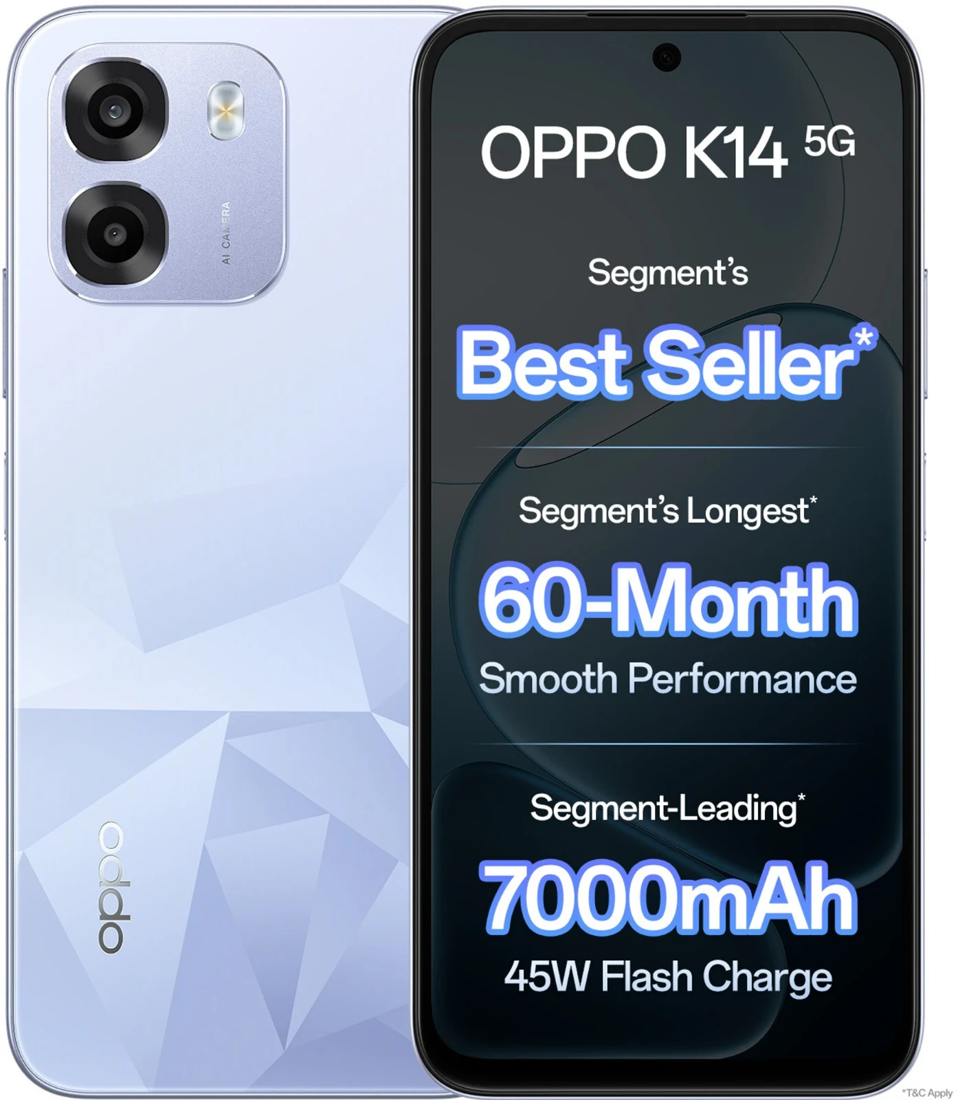 OPPO K14 5G (Blue, 256 GB 8 GB RAM) 6.75 inch Dimensity 6300 Global Version