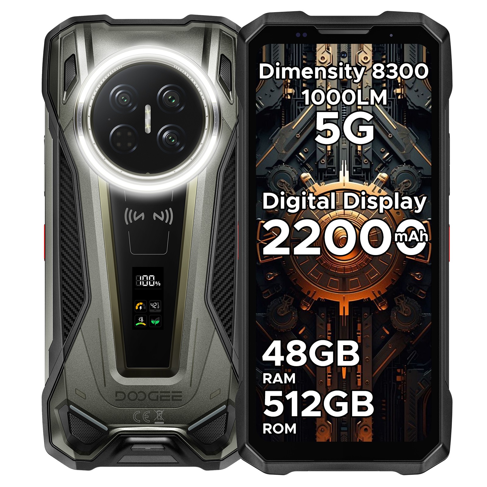 2026 DOOGEE VMAX2 5G Rugged Smartphone 48GB+512GB 22000mAh Android 16 Cell Phone