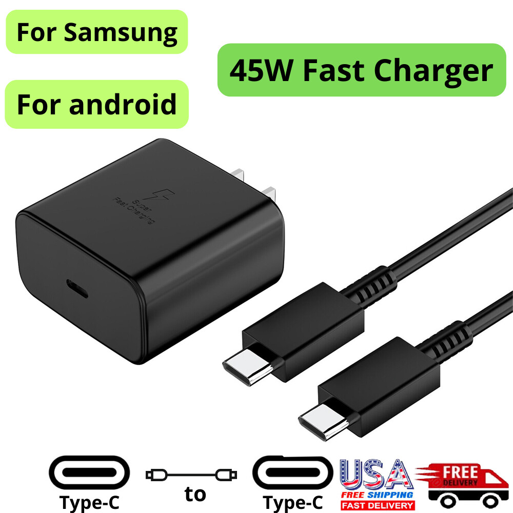 😍45W Type USB C Super Fast Wall Charger+Cable For Samsung Galaxy S23 S22 S21 PP