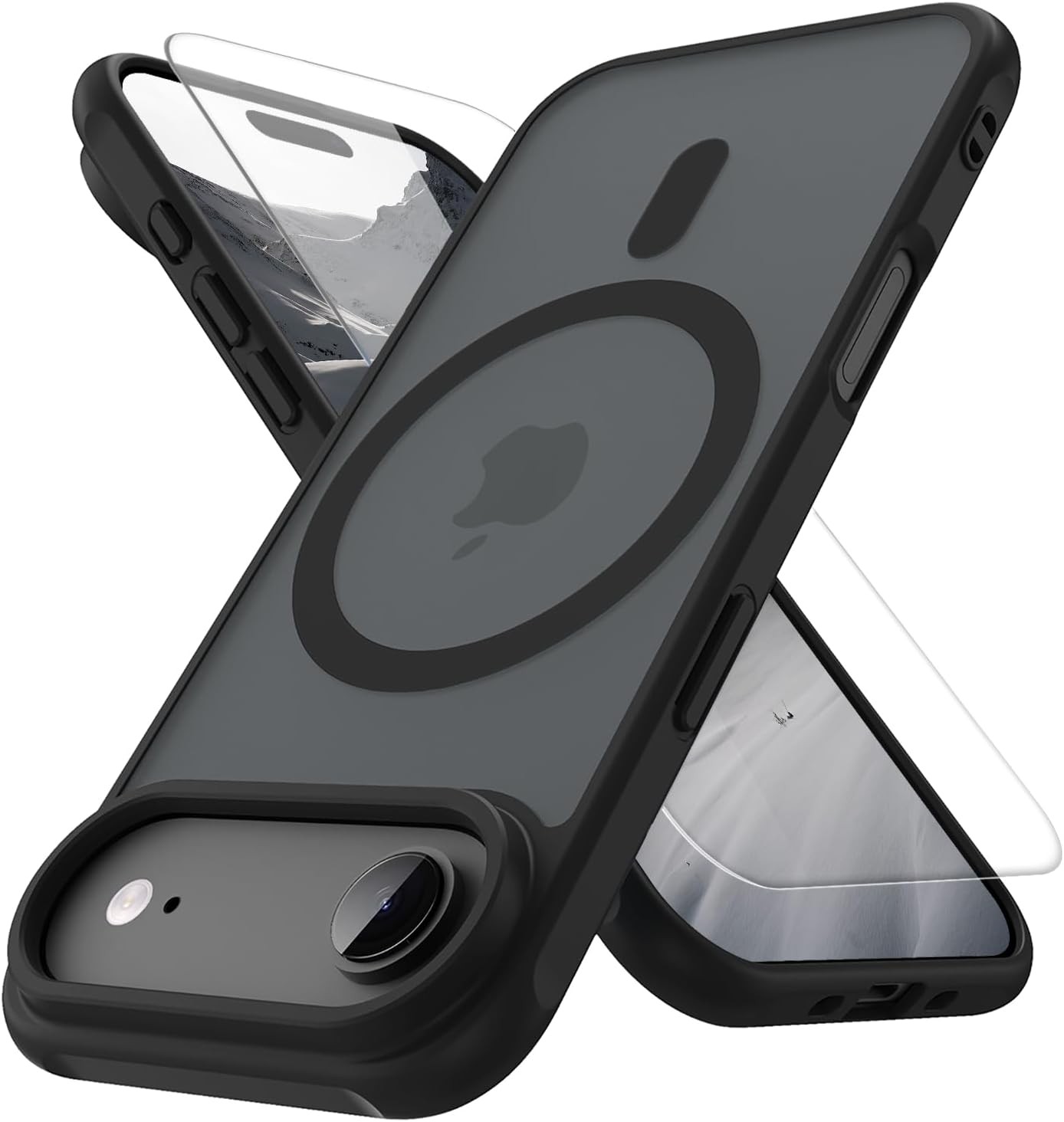 Magnetic for iPhone Air Case with 1 Screen Protector, Shockproof Slim Black Case