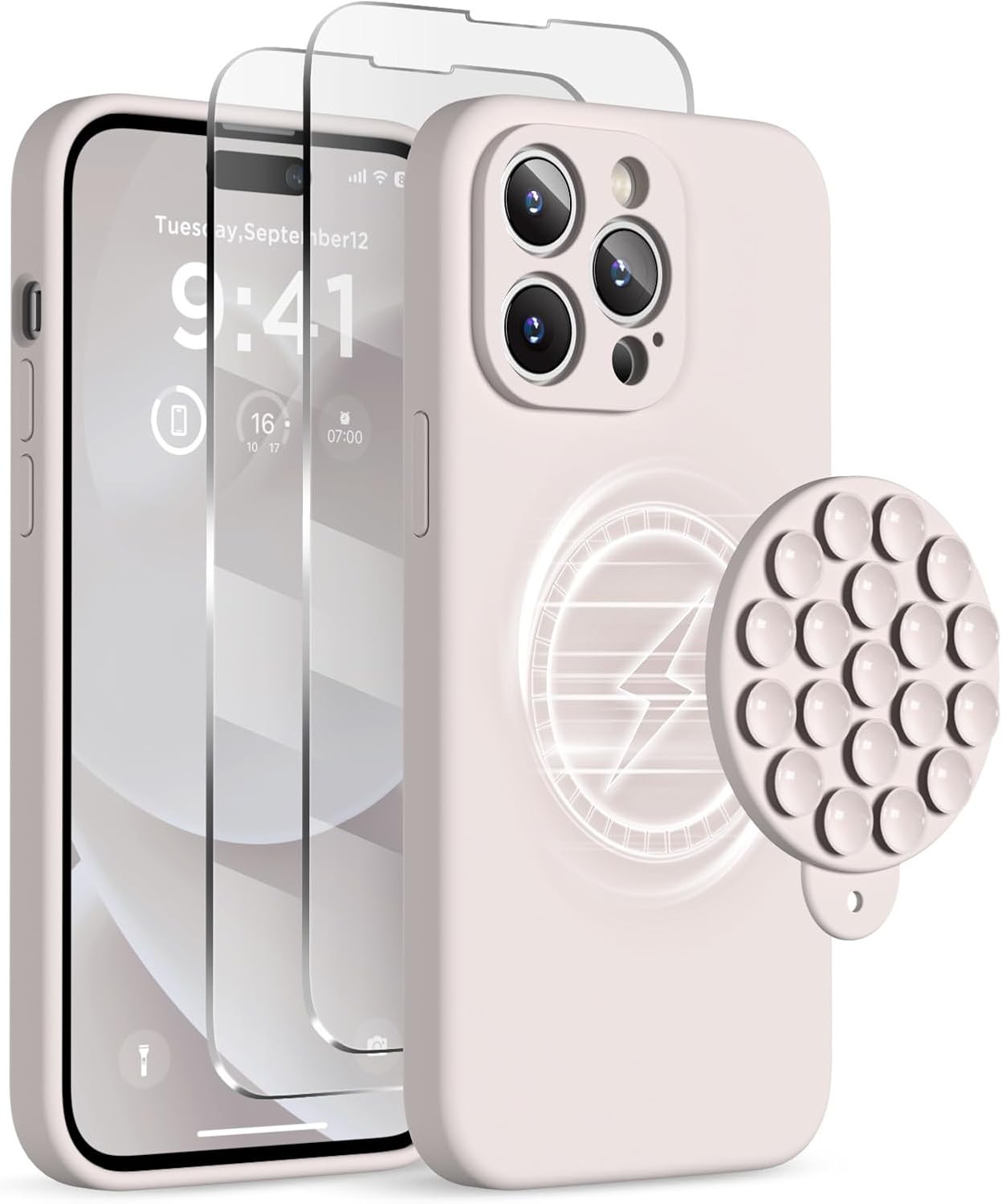 Magnetic for iPhone 13 Pro Case, Full Camera Protection, Shockproof Liquid Silic