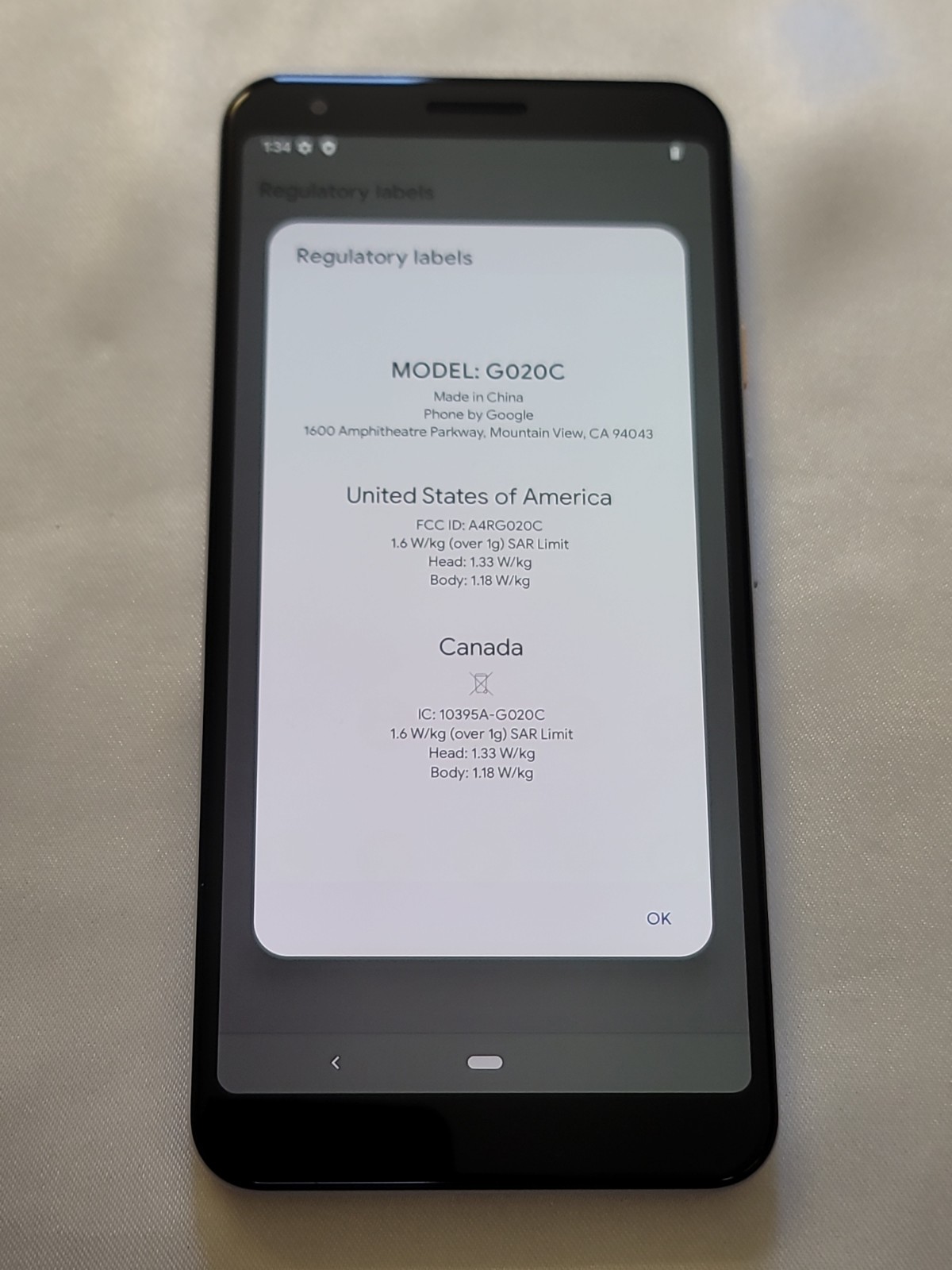 Google Pixel 3a XL 64GB G020C White GSM Unlocked Tmobile, AT&T.