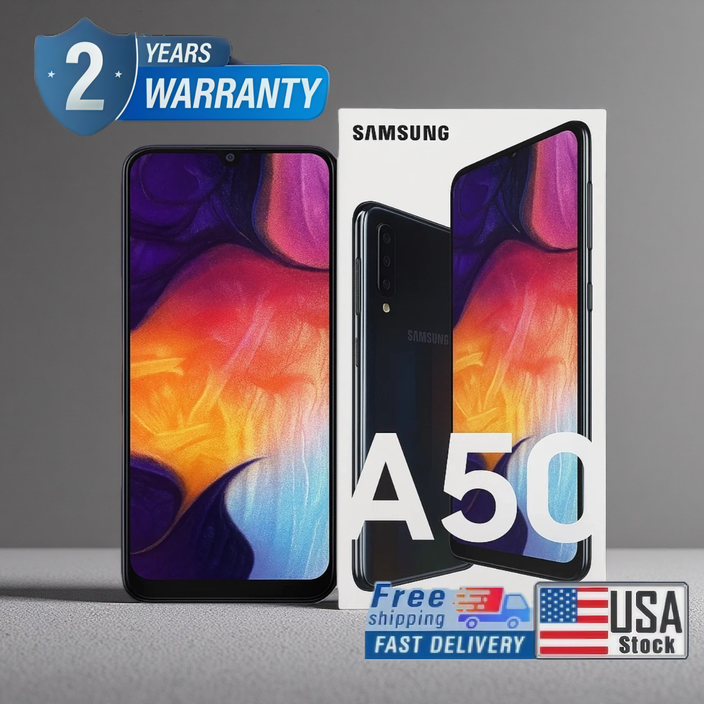 New Samsung Galaxy A50 SM-A505U 64GB Single Sim Unlocked Black Smartphone