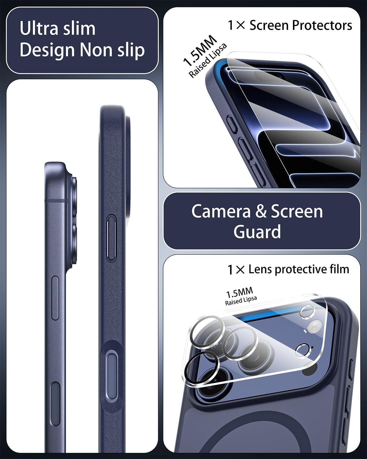 3-in-1 Full Protection Case for iPhone 17 Pro Max, Shockproof, Screen & Camera C