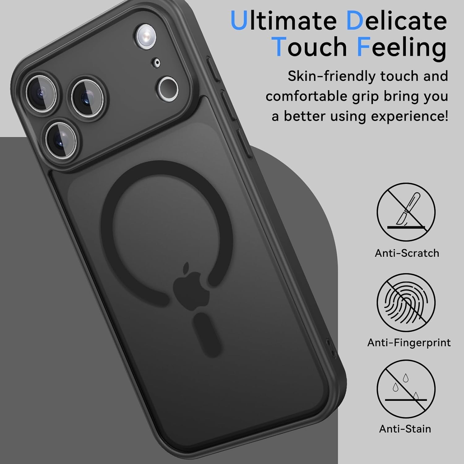 Magnetic for iPhone 17 Pro Max Case, Full Camera Protection Translucent Matte Bl