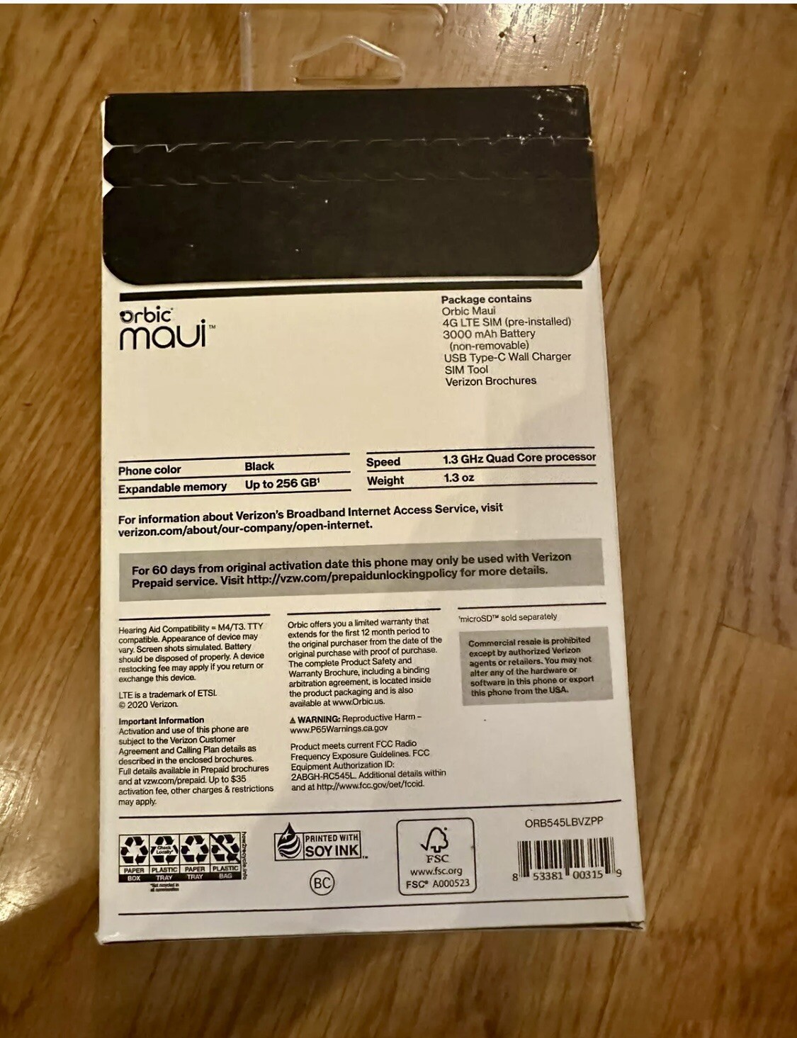 Verizon Orbic Maui 5.5″ HD+ 4G LTE 16GB Black Prepaid Smartphone NEW SEALED