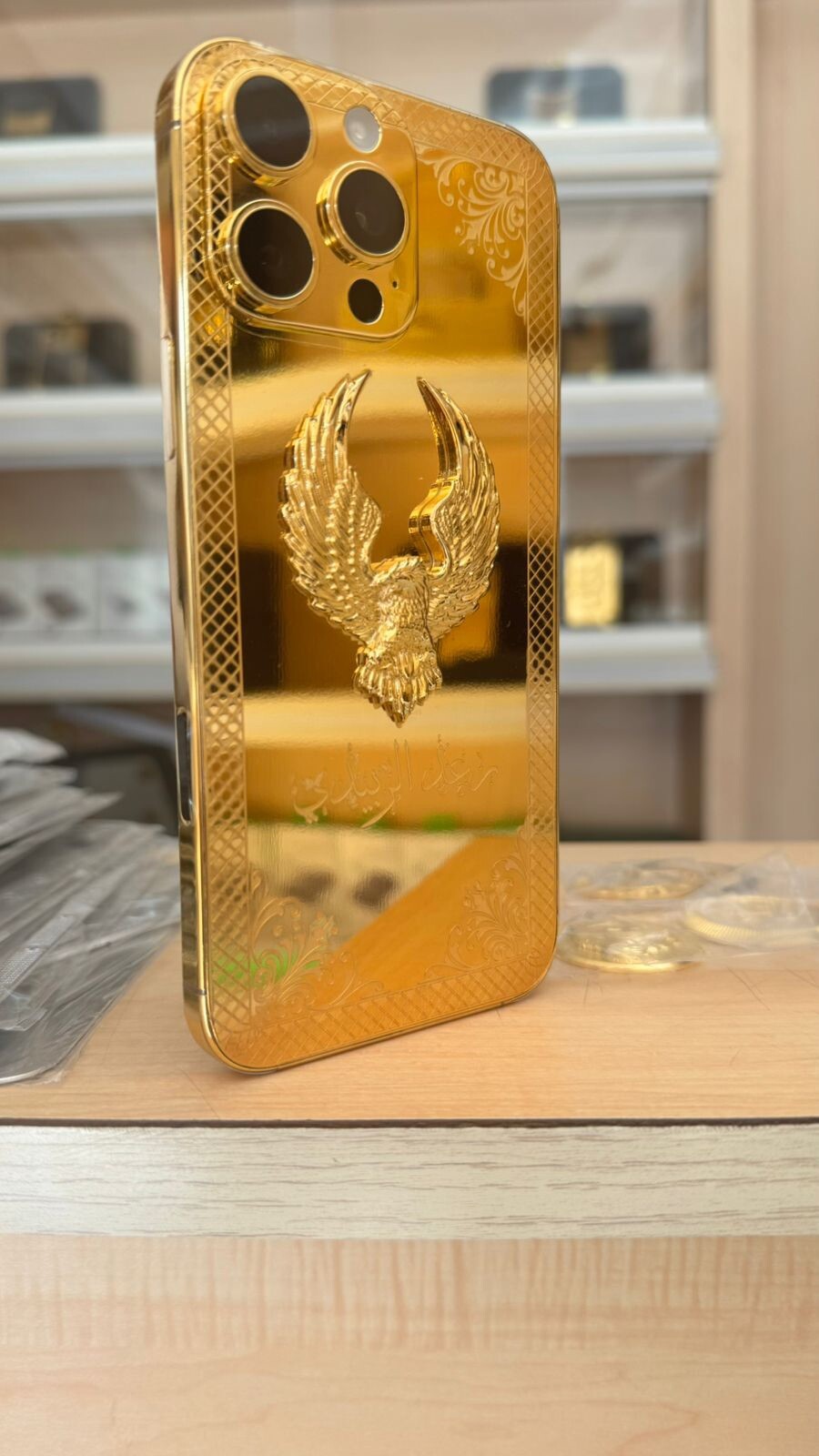 24k Gold Apple iPhone 16 Pro Max Name Engraved Hawk UNLOCKED 1 TB Custom