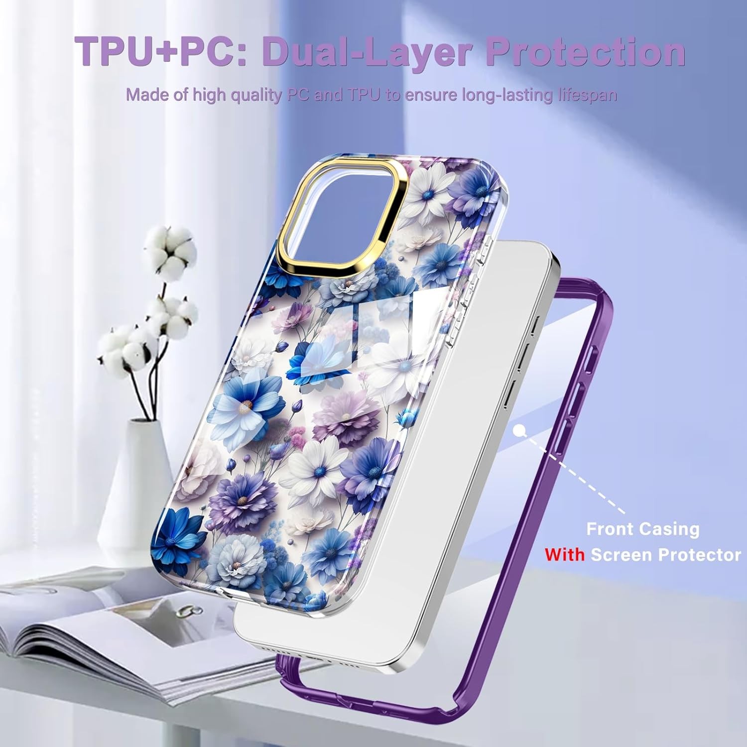 iPhone 14 Pro Max Case, Shockproof Slim Soft TPU+Hard Plastic Full Body Protecti