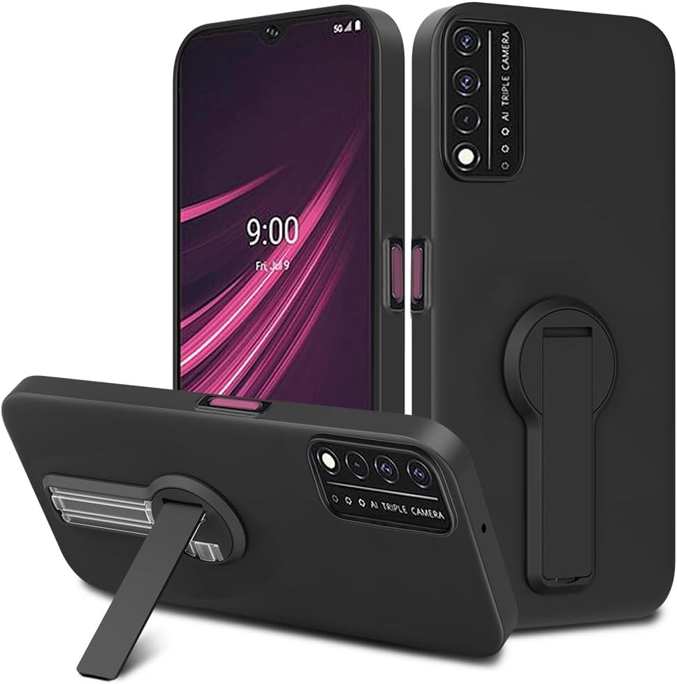 T-Mobile Revvl V Plus 5G Phone Case with Screen Protector and Kickstand – Black