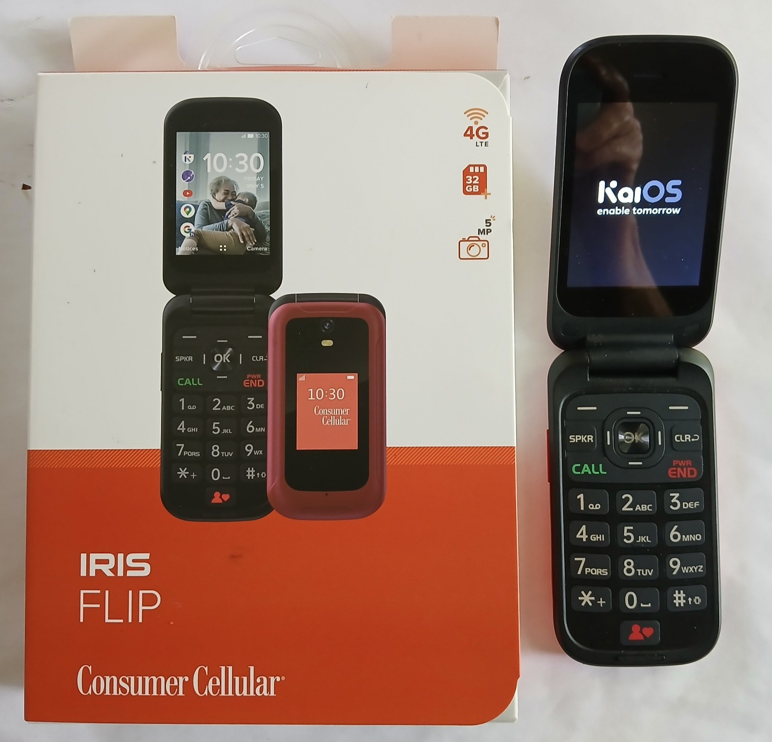Consumer Cellular Iris Flip Phone (8GB) 5.0MP Camera 4G LTE Facrory Reset EUC