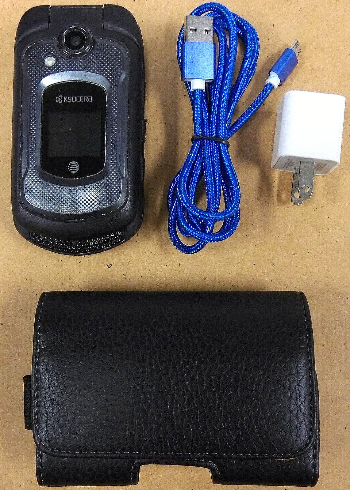 Kyocera DuraXE E4710 – Black and Gray ( AT&T ) 4G LTE Flip Smartphone – Bundled