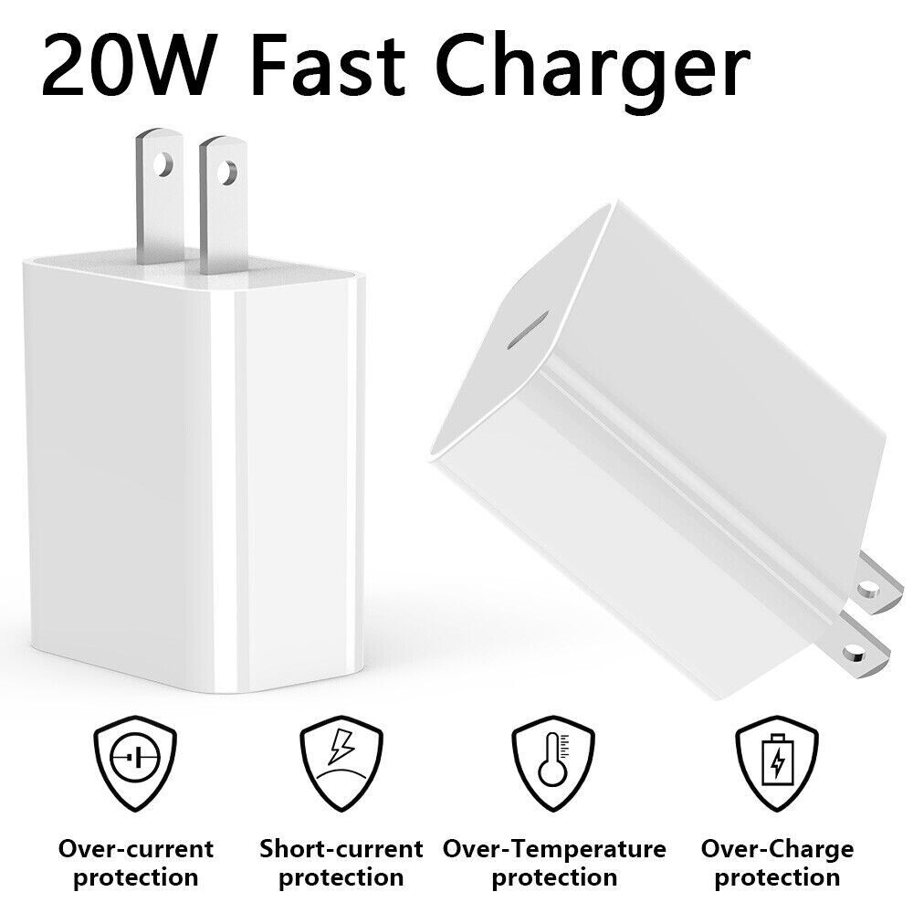 20W Fast Charger USB-C PD Power Adapter +3FT Cable For iPhone 8 12 13 14 Pro Max