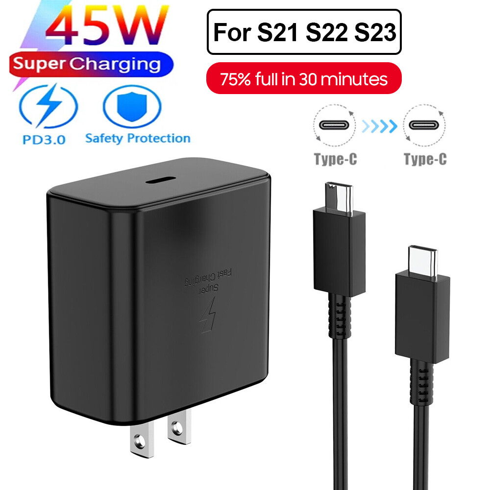 45w Type USB-C Super Fast Wall Charger+6FT Cable For Samsung Galaxy S23 S22 S21
