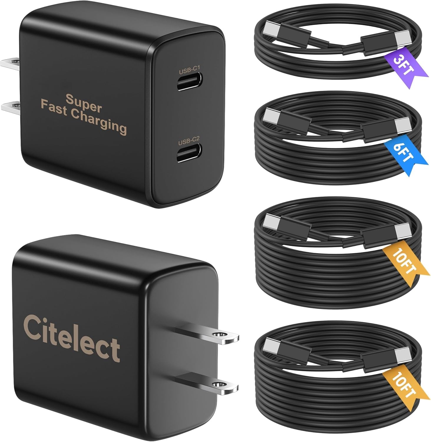Super Fast Samsung Charger Type C, 2Pack Dual Port USB C Fast Charger Block