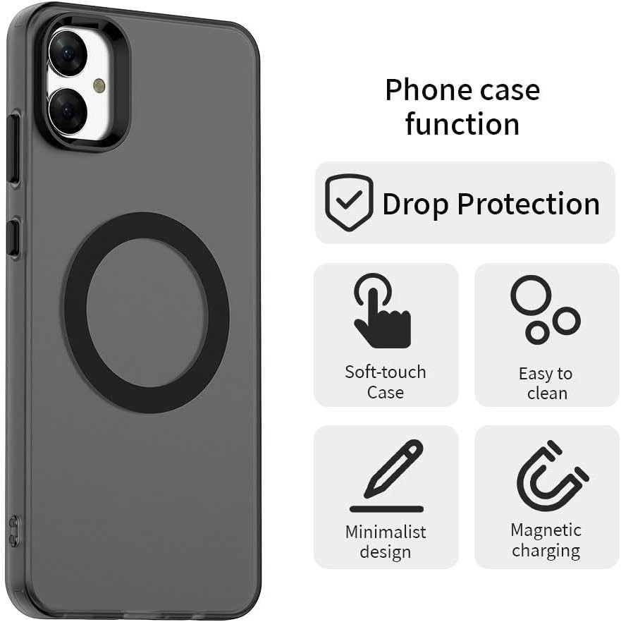 Samsung Galaxy A05 Case Cover, Shockproof Magnetic Phone Case, Black Color