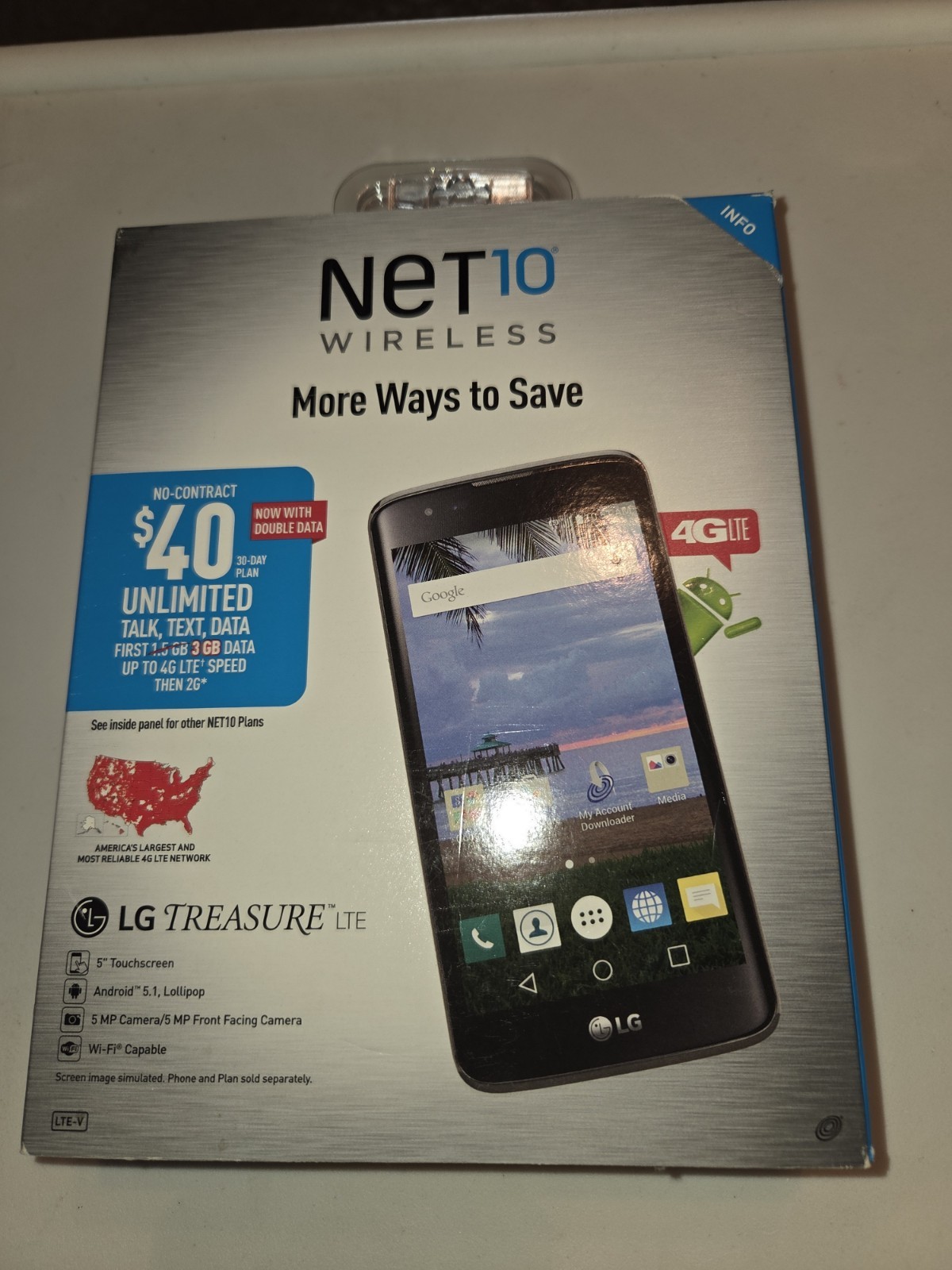 Net 10 Wireless LG Treasure LTE Cellphone Touchscreen Camera NEW LG L52VL