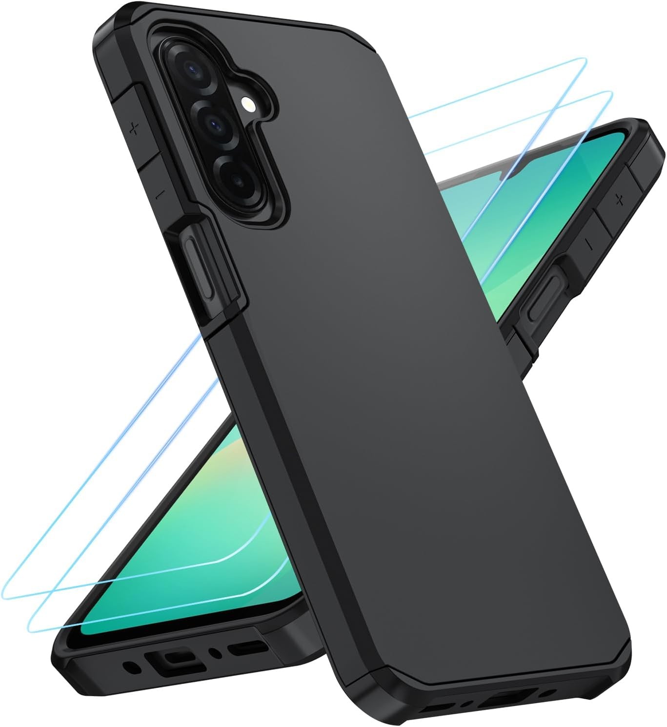 Samsung Galaxy A17 Case: Shockproof Phone Cover with HD Screen Protector, Black