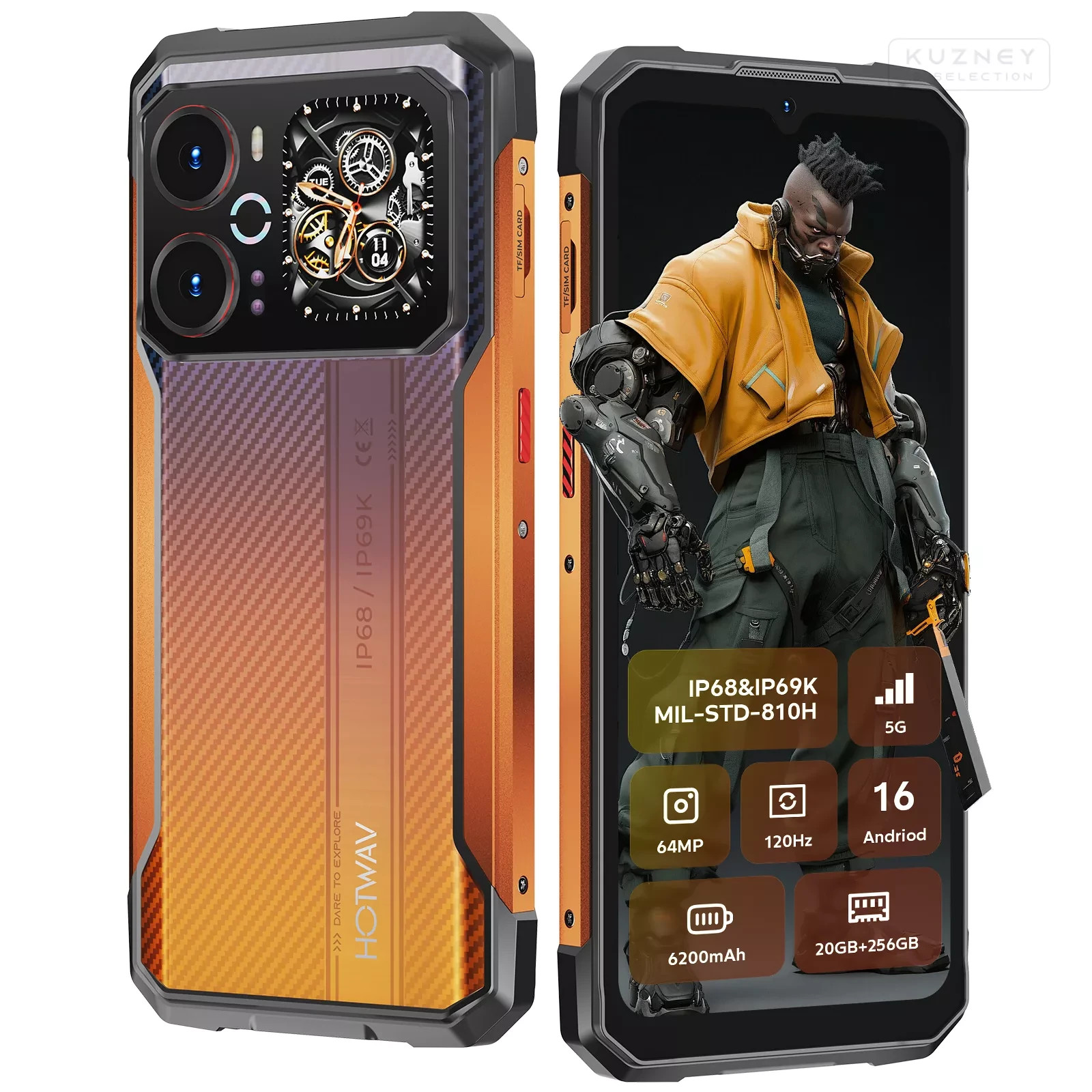 HOTWAV Cyber 18 Outdoor Smartphone 20GB+256GB 6,75 in Phone Android 16 64MP GPS