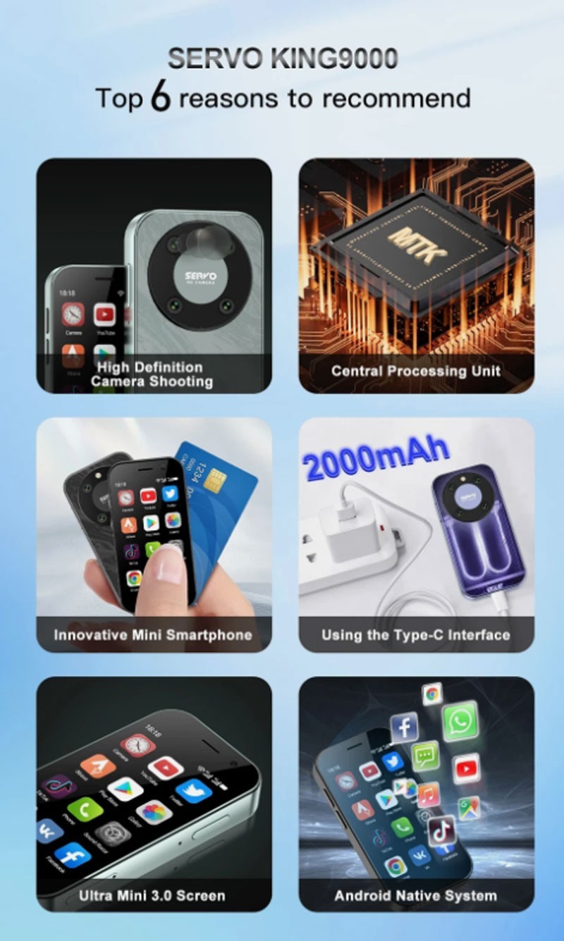 4G LTE Network 64GB Mini 3.0″ HD Display Small Smartphone Android 10.0 2000mAh
