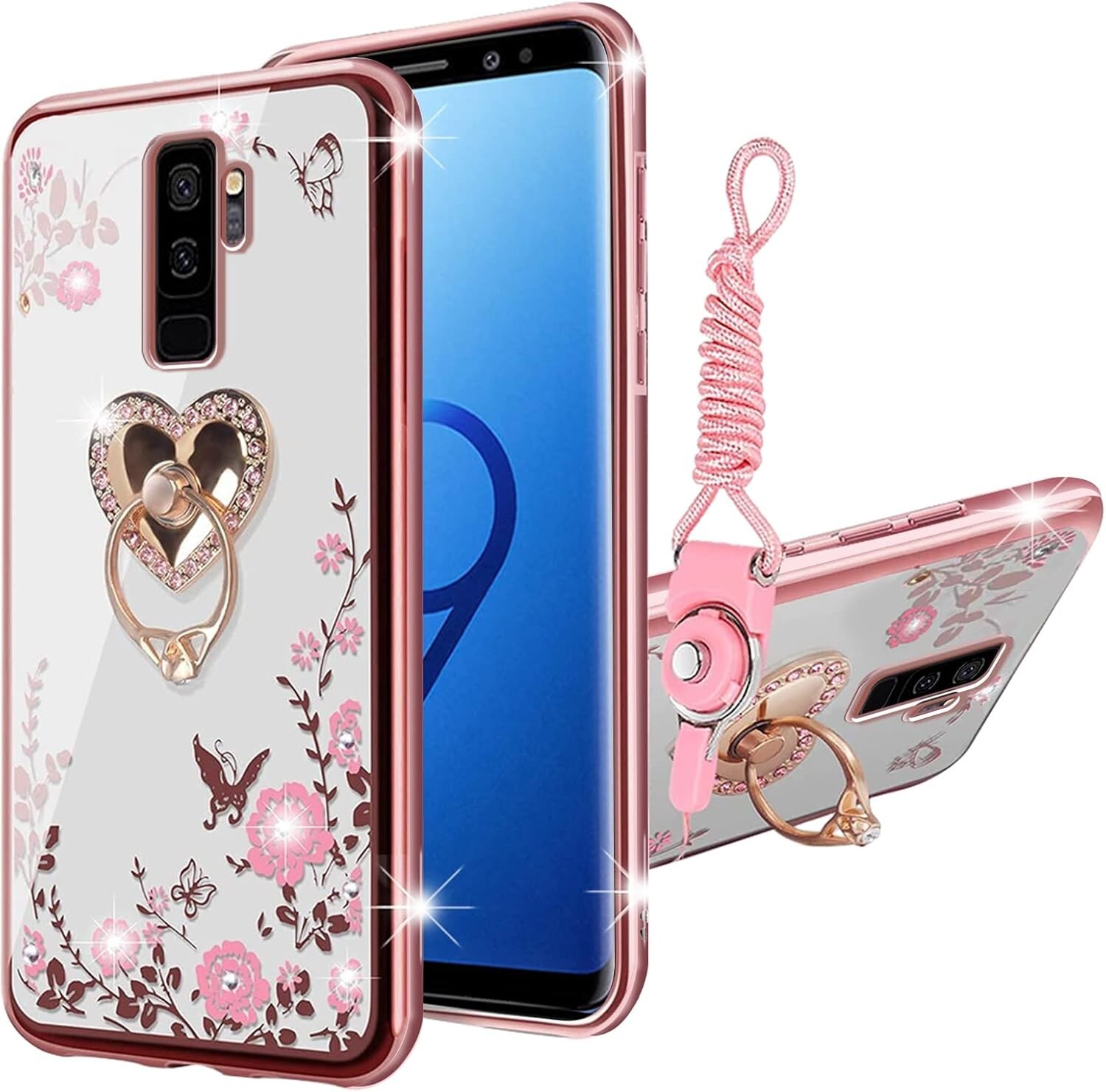 Samsung Galaxy S9 Plus Case Girls Floral Thin Armor Shockproof Protective Cover
