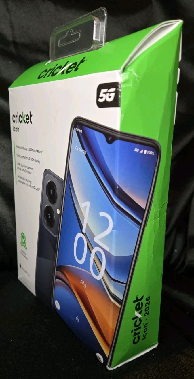Cricket Wireless Icon 2026 64GB, 4GB RAM (Prepaid) Steel Gray – Brand New Sealed