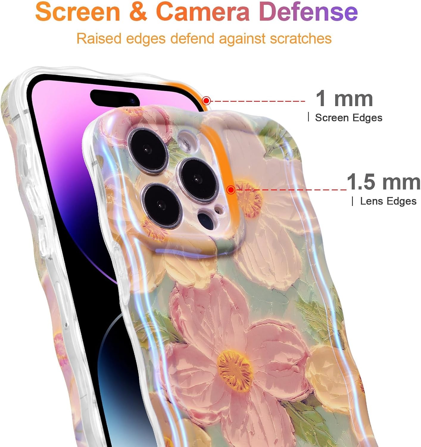 1. For iPhone 13 Pro Colorful Retro Oil Painting Flower TPU Case Stylish 2. Fo