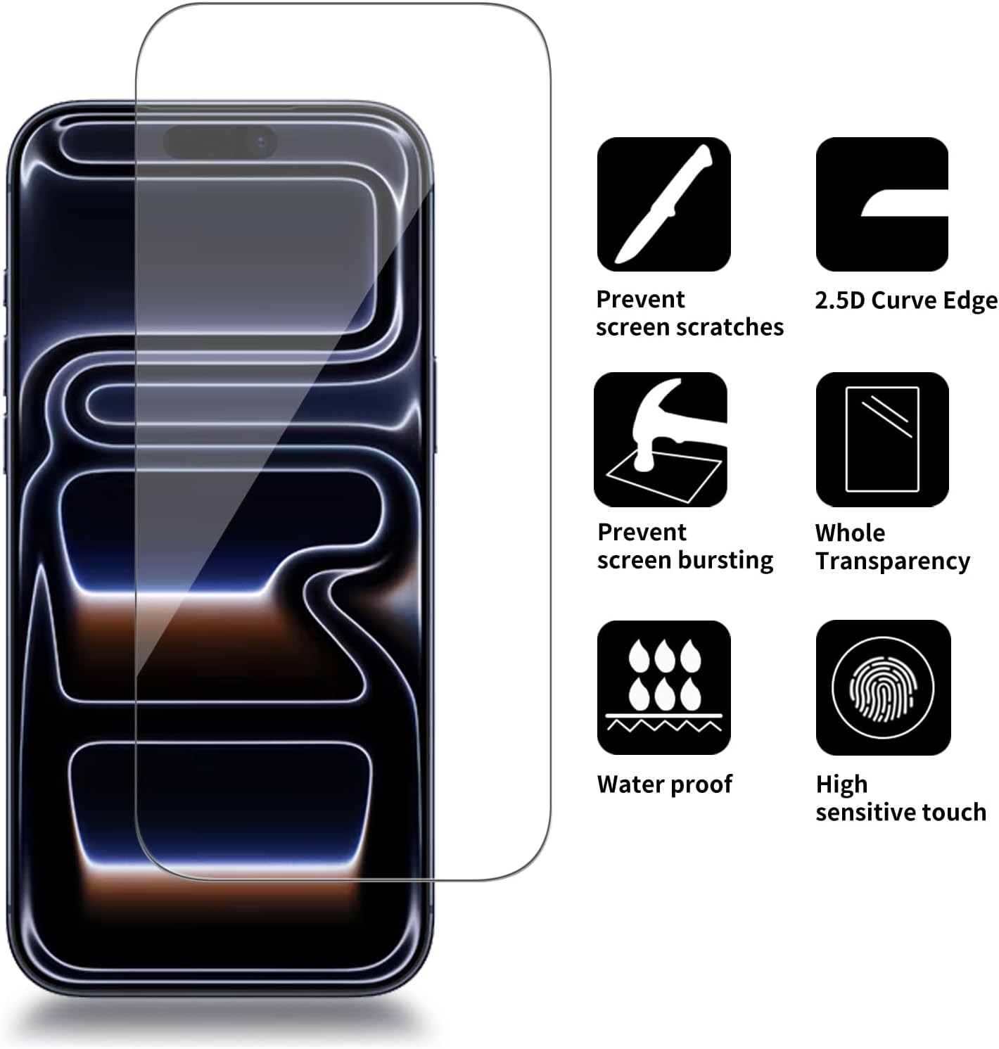 4PCS Glass Screen Protector for iPhone 17/17 Pro 6.3 Inch Anti Scratch Easy Inst