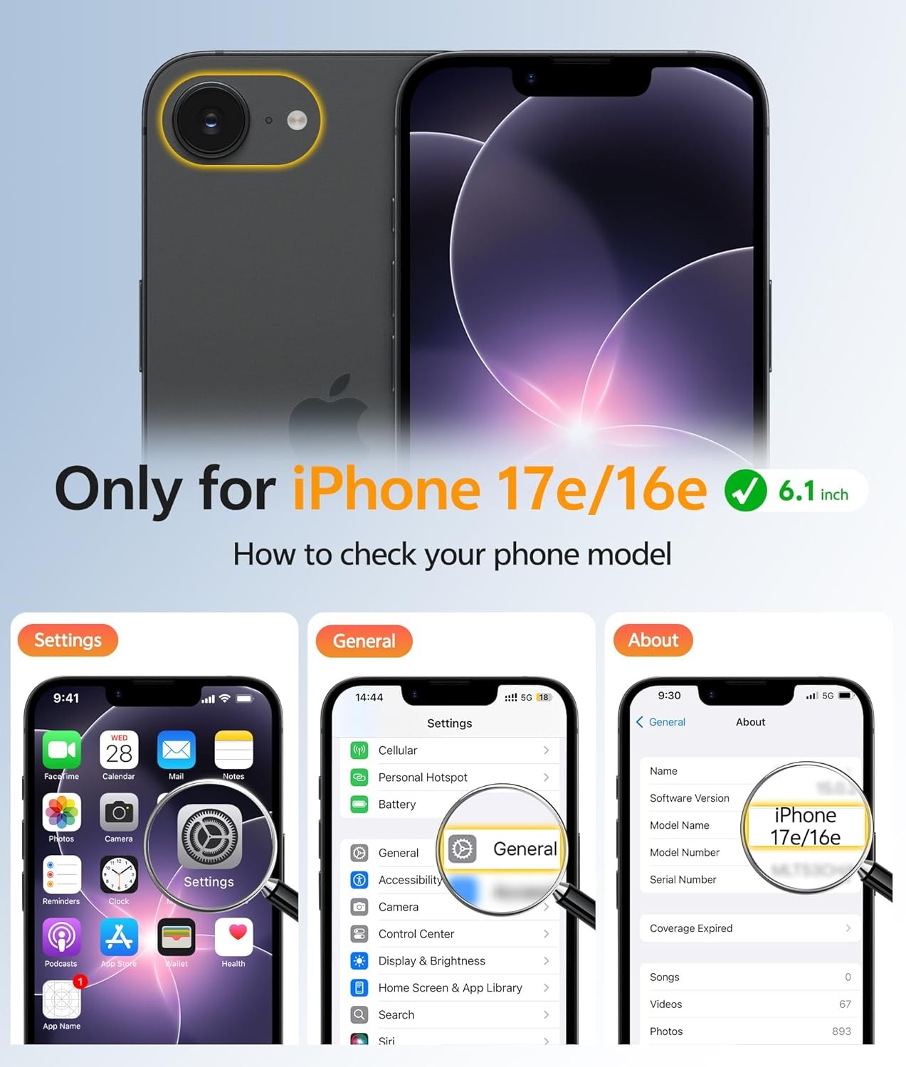 Case & Screen Protector for iPhone 17e & iPhone 16e Military Grade Shockproof Bl