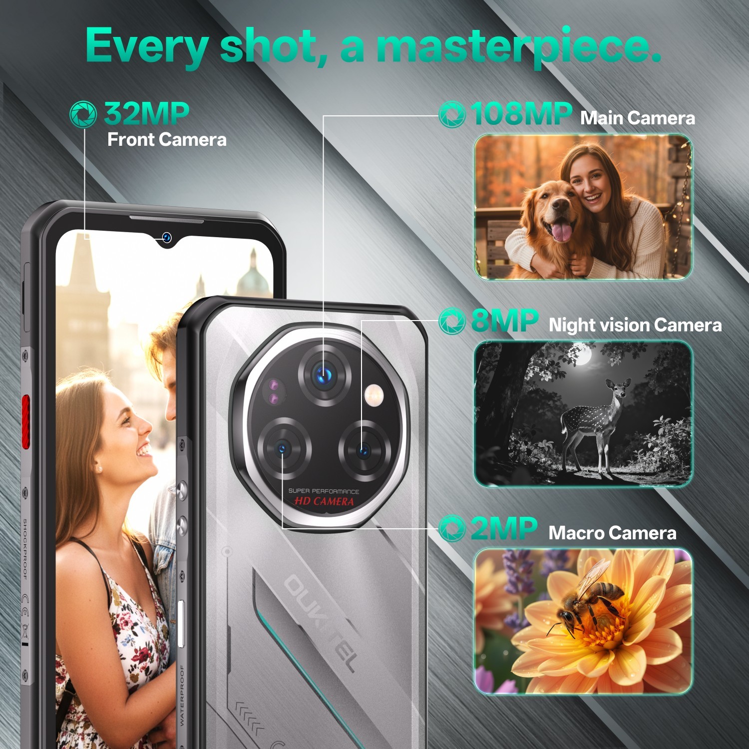 OUKITEL WP62 Rugged Phone 5G Android 15 24(8+16)GB+256GB/1TB 11000mAh 108MP NFC