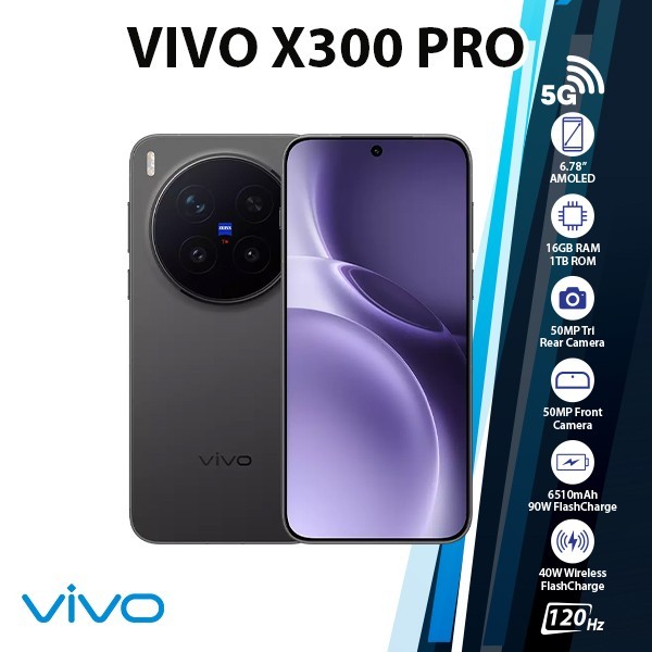 (New) VIVO X300 Pro 5G Android Cell Phone (16GB+1TB/BLACK/Dual SIM/Unlocked)