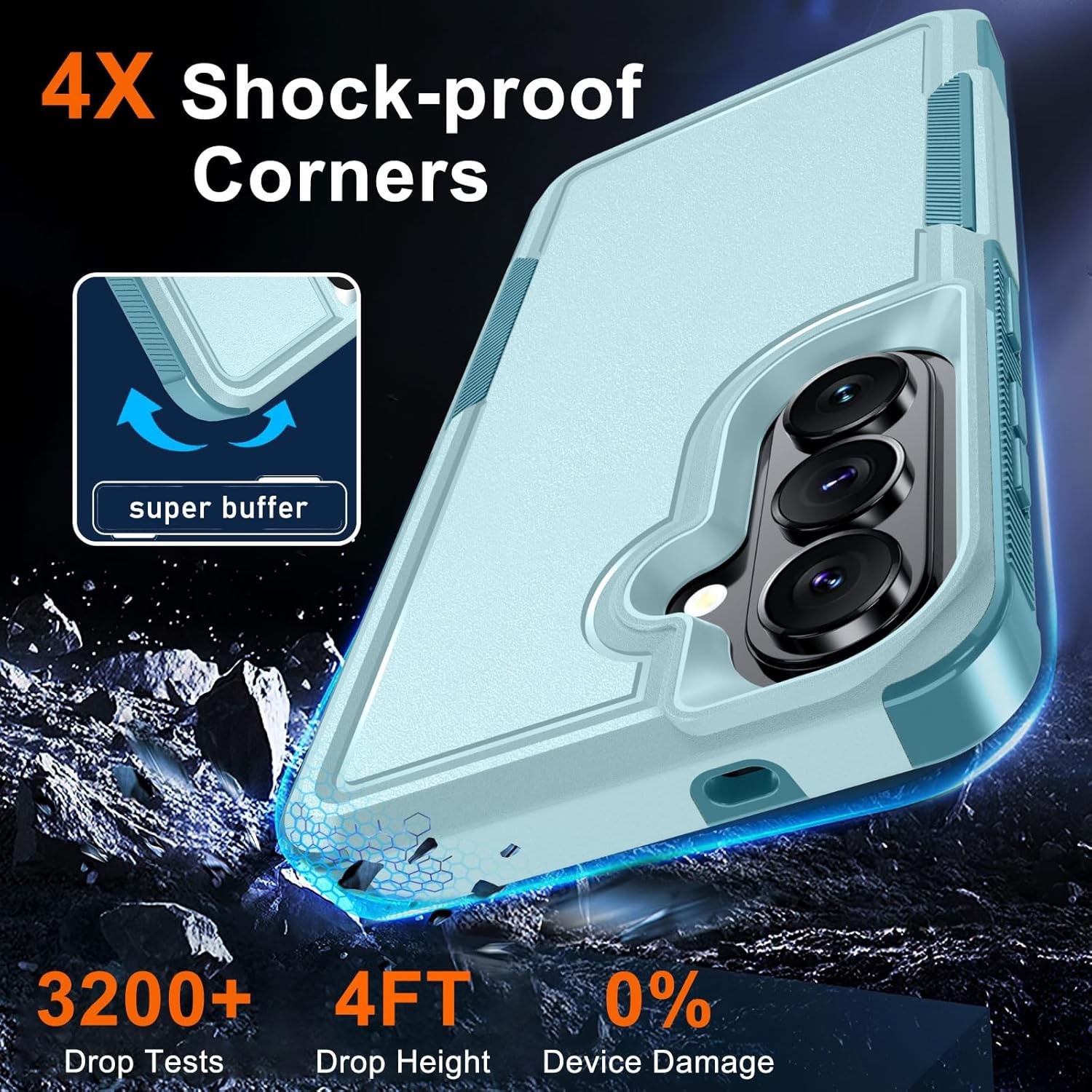 Mint Green Heavy Duty Case for Samsung Galaxy S26 with Screen Protector & Lens C