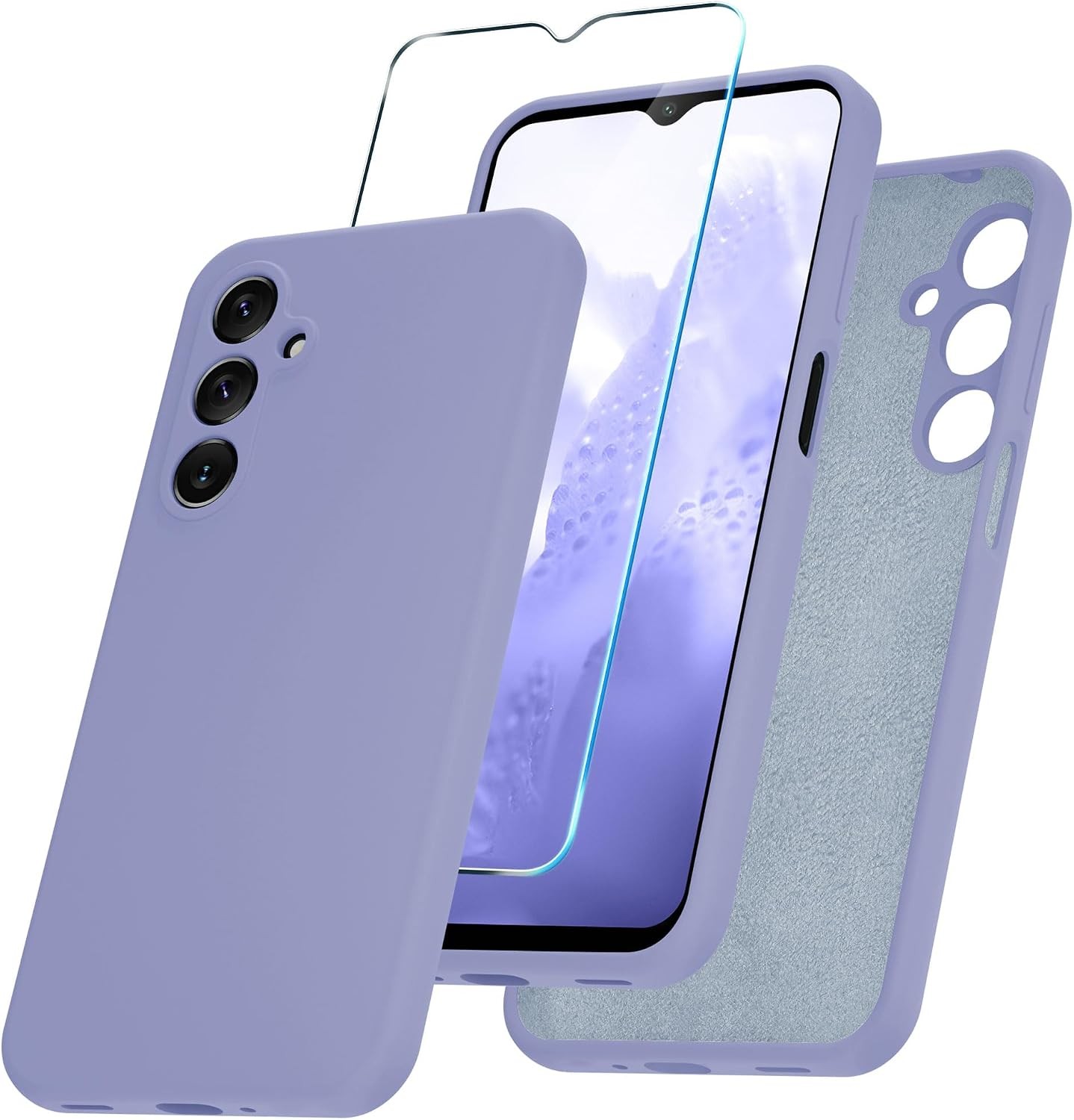 Samsung Galaxy A16 5G Silicone Case, Slim Shockproof Cover with Lavender Purple