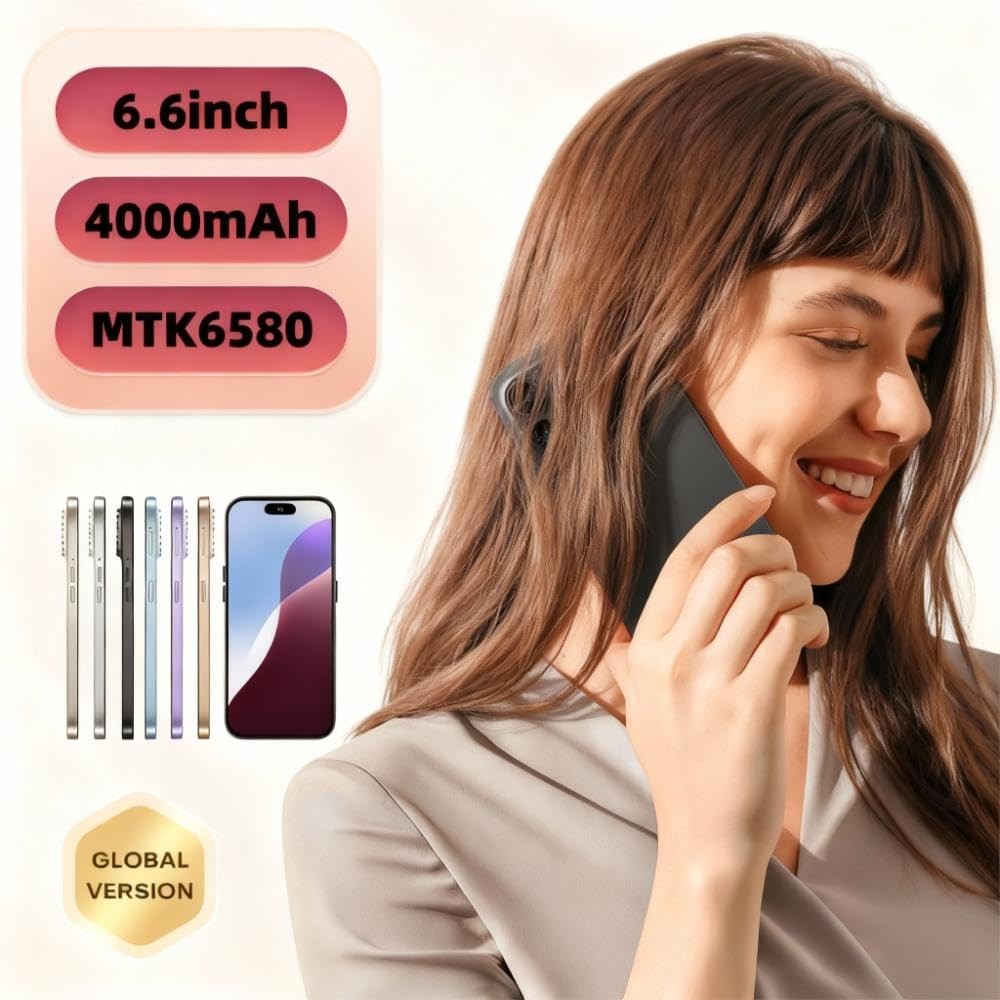 Unlocked 3G Mobile Phone, 6.6-inch Screen 16GB ROM (SD to 128GB), Dual SIM Du…