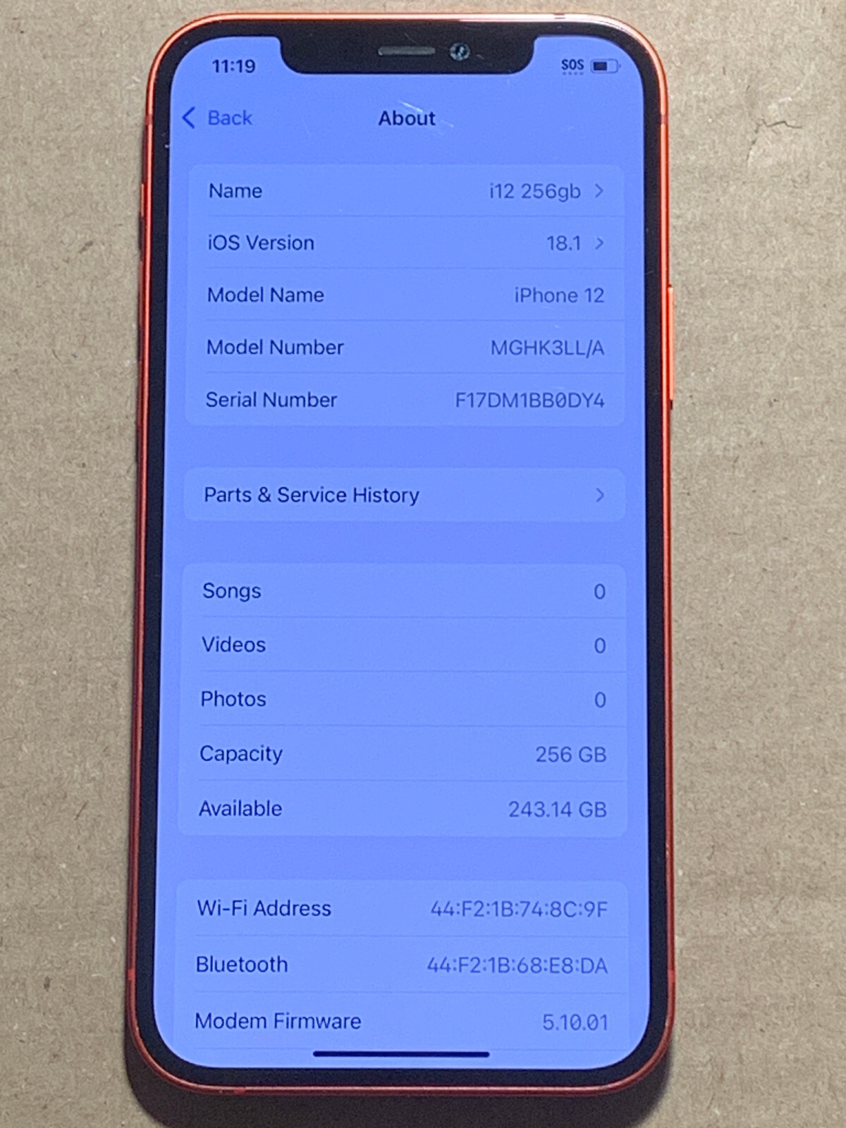 Apple iPhone 12 – 256GB – Red unlocked (CDMA + GSM) A2172