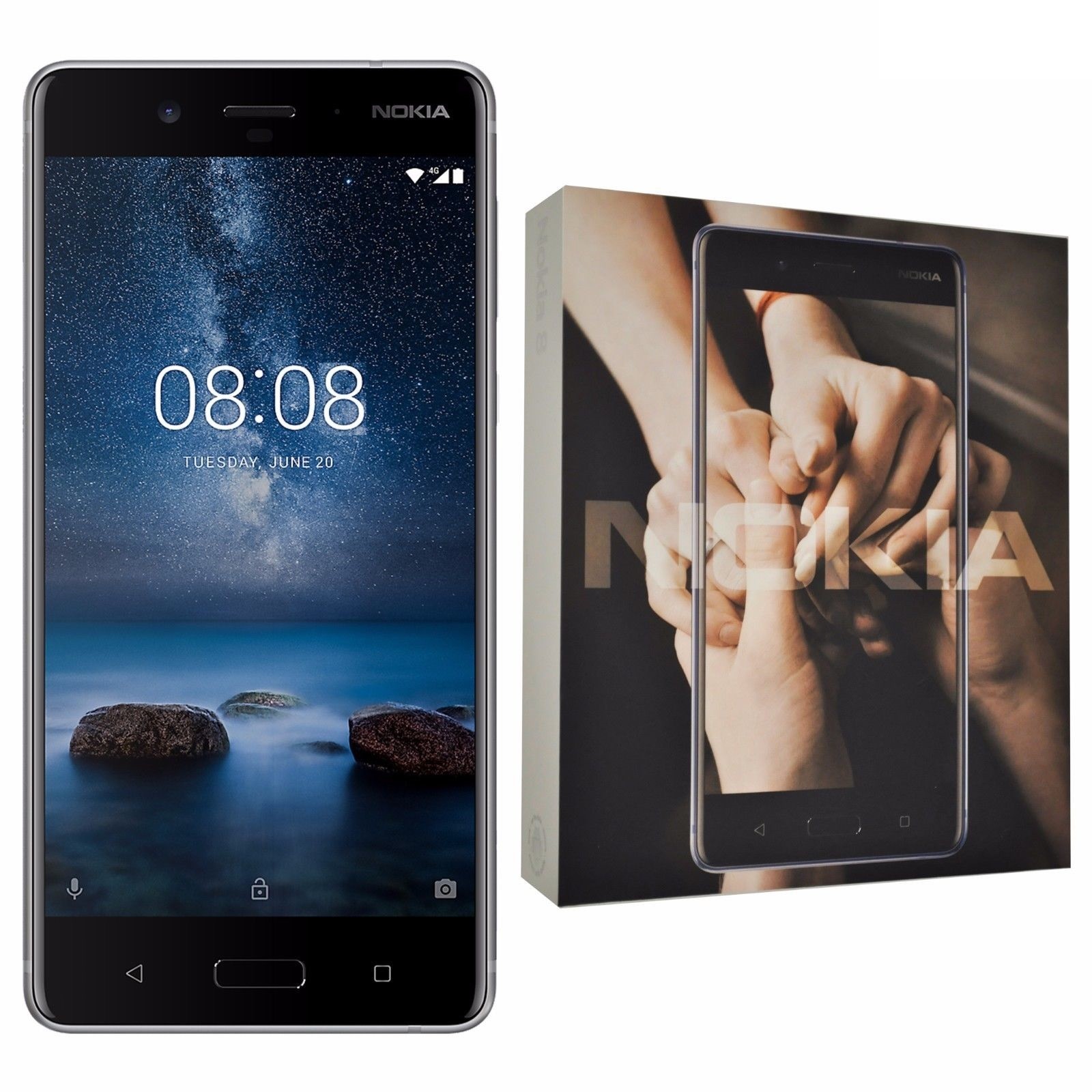 BNIB 5.3″ Nokia 8 Single-SIM TA-1012 64GB Silver Android Factory Unlocked 4G GSM