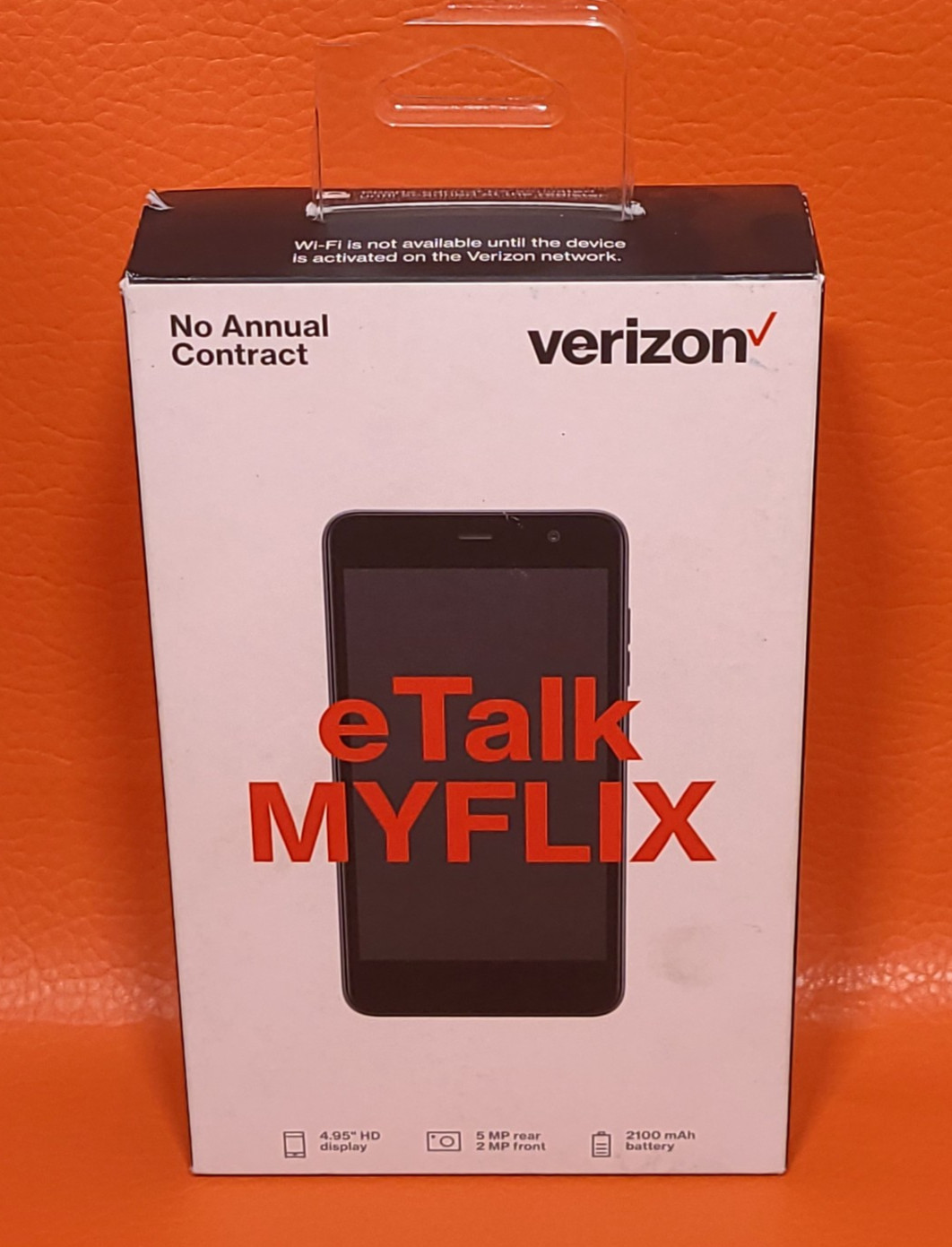 Verizon eTalk MYFLIX Prepaid Smartphone 4.95″ HD Display 5MP Camera Color Black
