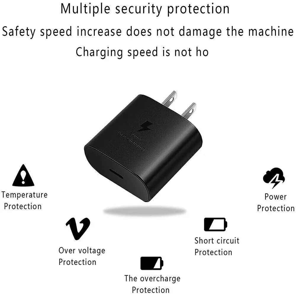 45W Type USB Super Fast Wall Charger 6ft Cable for Samsung Galaxy S24-S20 S9 A8