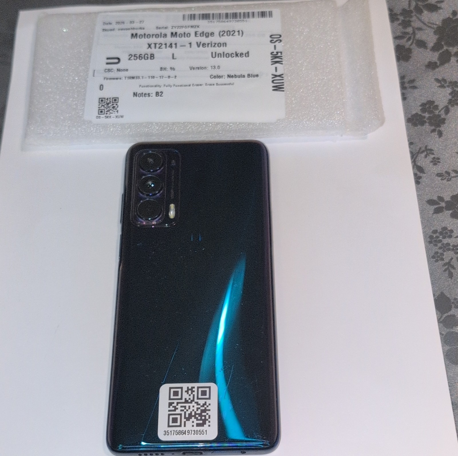 Motorola Moto Edge (2021) 256GB Verizon Unlocked Nebula Blue XT2141-1