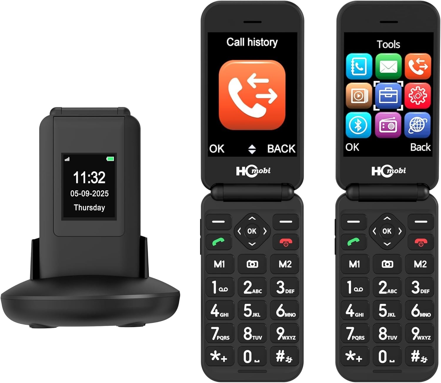 2.8+1.5″ Flip Phone Unlocked, Dual Screen Flip Phones for Seniors, SOS Button丨Sp
